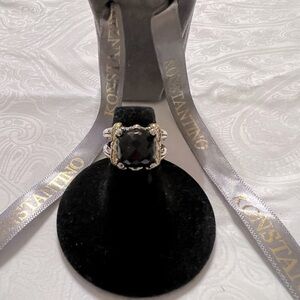 Konstantino; Anthos Dual Ray Sterling Silver, 18K Gold & Black Onyx; Size 5